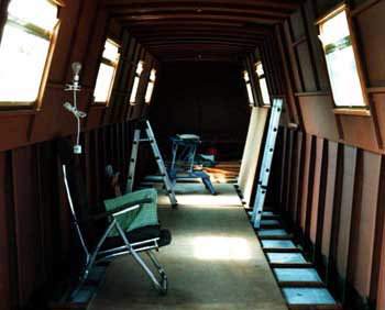 Boat interior, lining out.